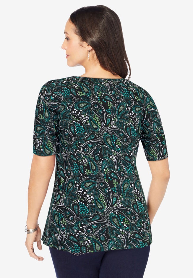 Stretch Cotton Square Neck Tee image number 2