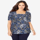 Stretch Cotton Square Neck Tee image number null