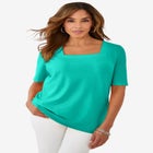 Stretch Cotton Square Neck Tee image number null