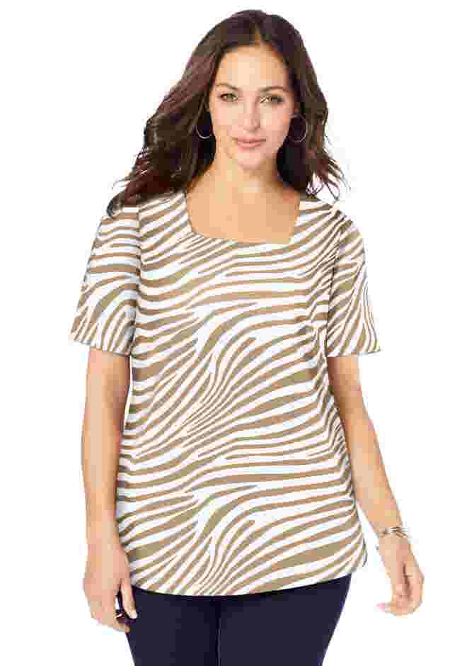 Stretch Cotton Square Neck Tee image number 0