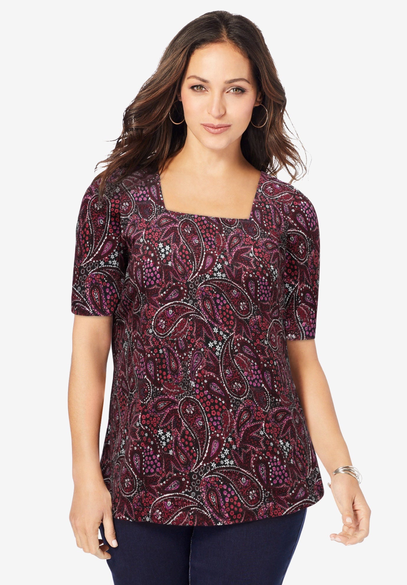 Stretch Cotton Square Neck Tee image number 0