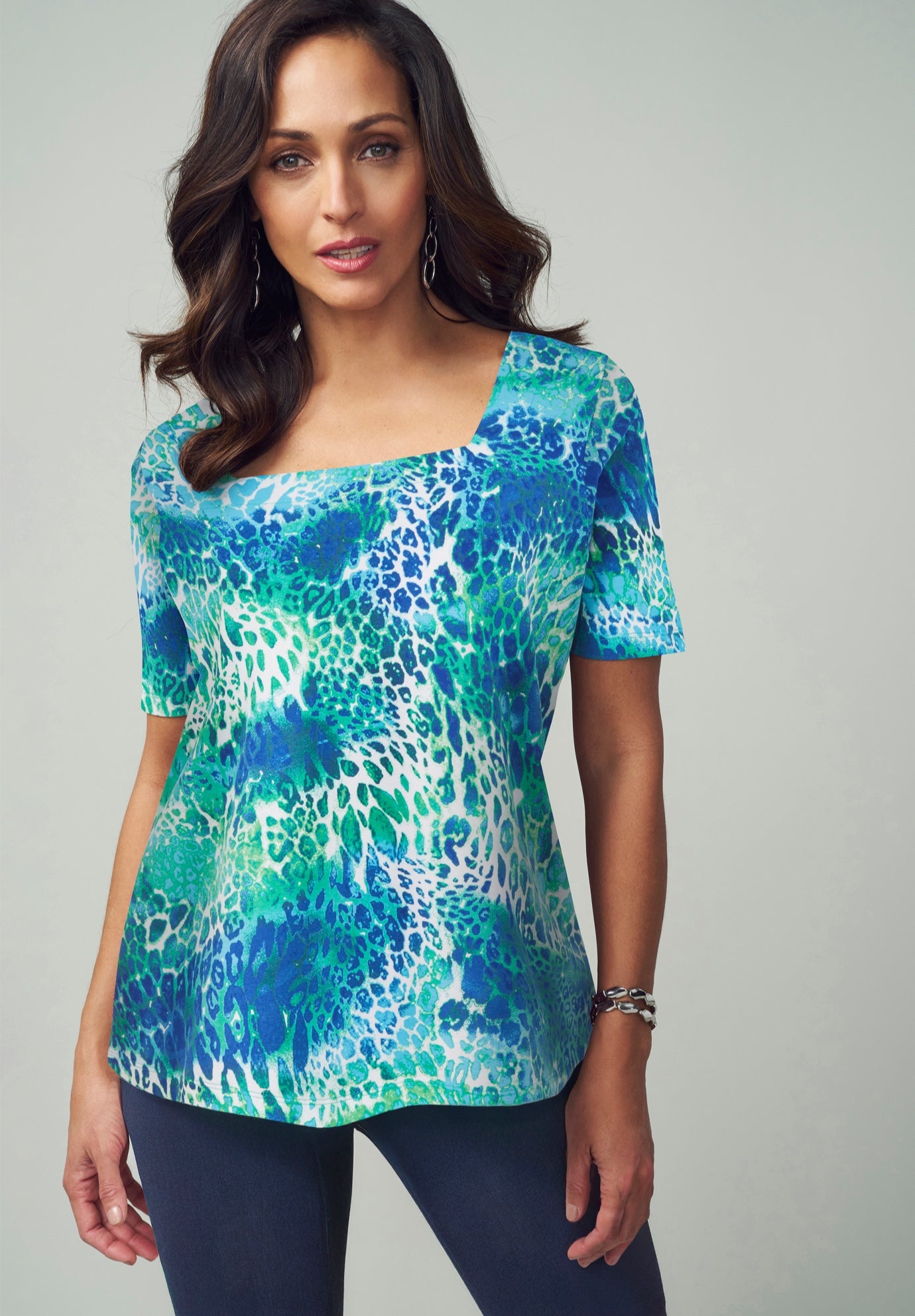 Stretch Cotton Square Neck Tee image number 0