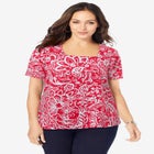 Stretch Cotton Square Neck Tee image number null