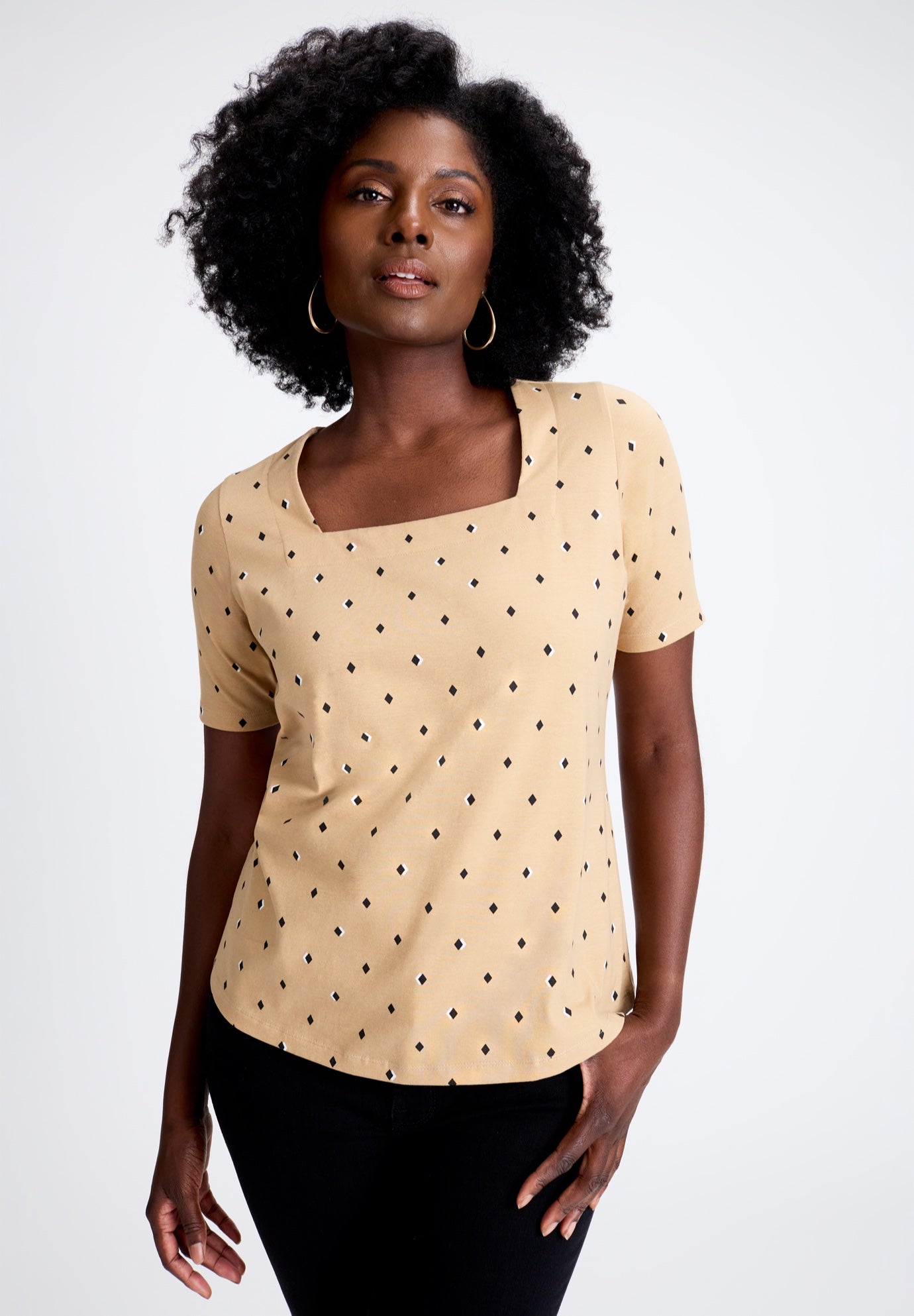 Stretch Cotton Square Neck Tee image number 0