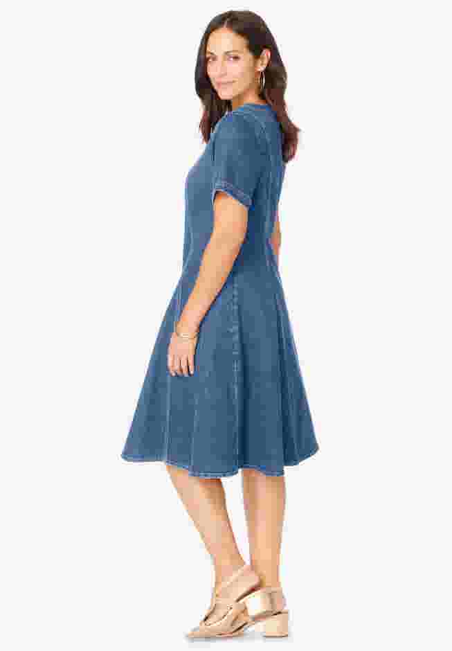 Button Front Denim Dress image number 4