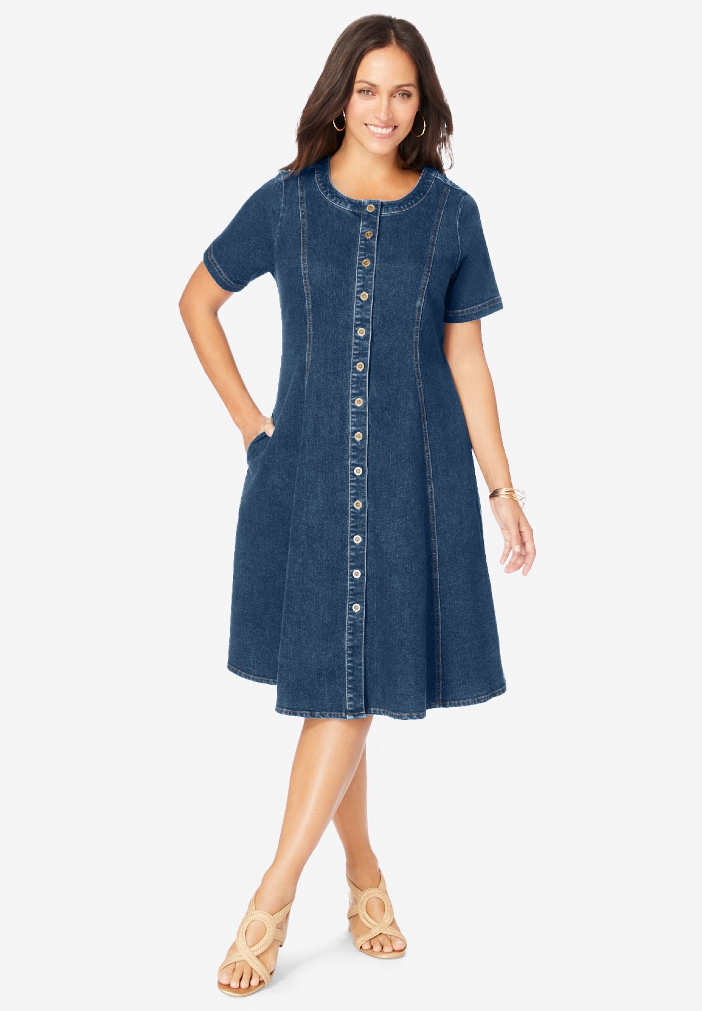Button Front Denim Dress image number 0