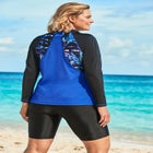 Chlorine Resistant Long-Sleeve Colorblock Swim Tee image number null