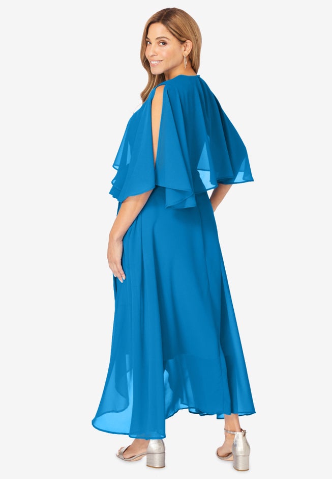 Georgette Maxi Cape Sleeve Dress image number null