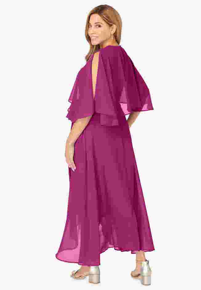 Georgette Maxi Cape Sleeve Dress image number 1