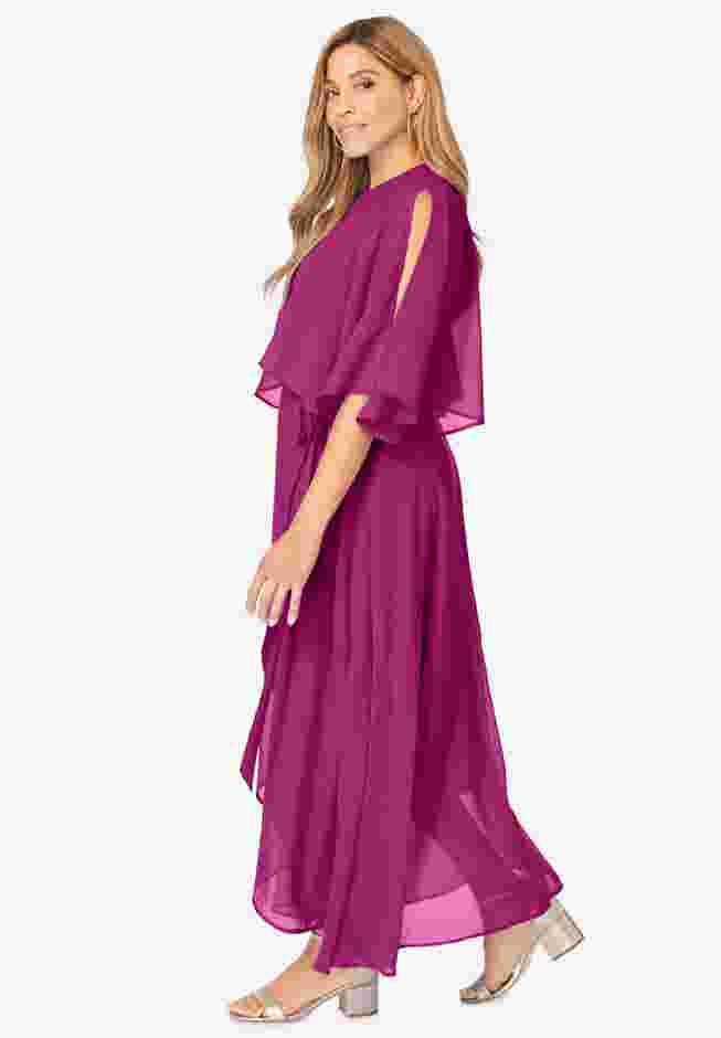 Georgette Maxi Cape Sleeve Dress image number 2