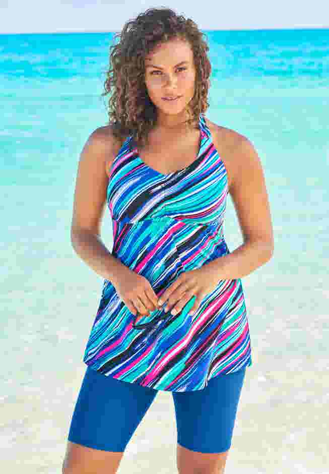 Longer Length Braided Tankini Top image number 0