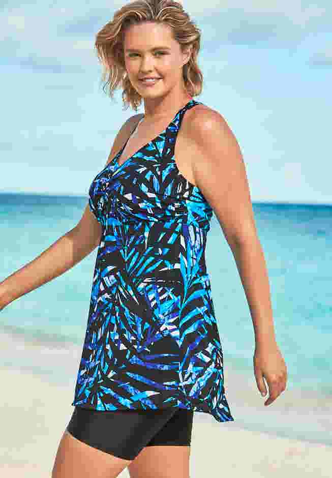 Longer Length Braided Tankini Top image number 1