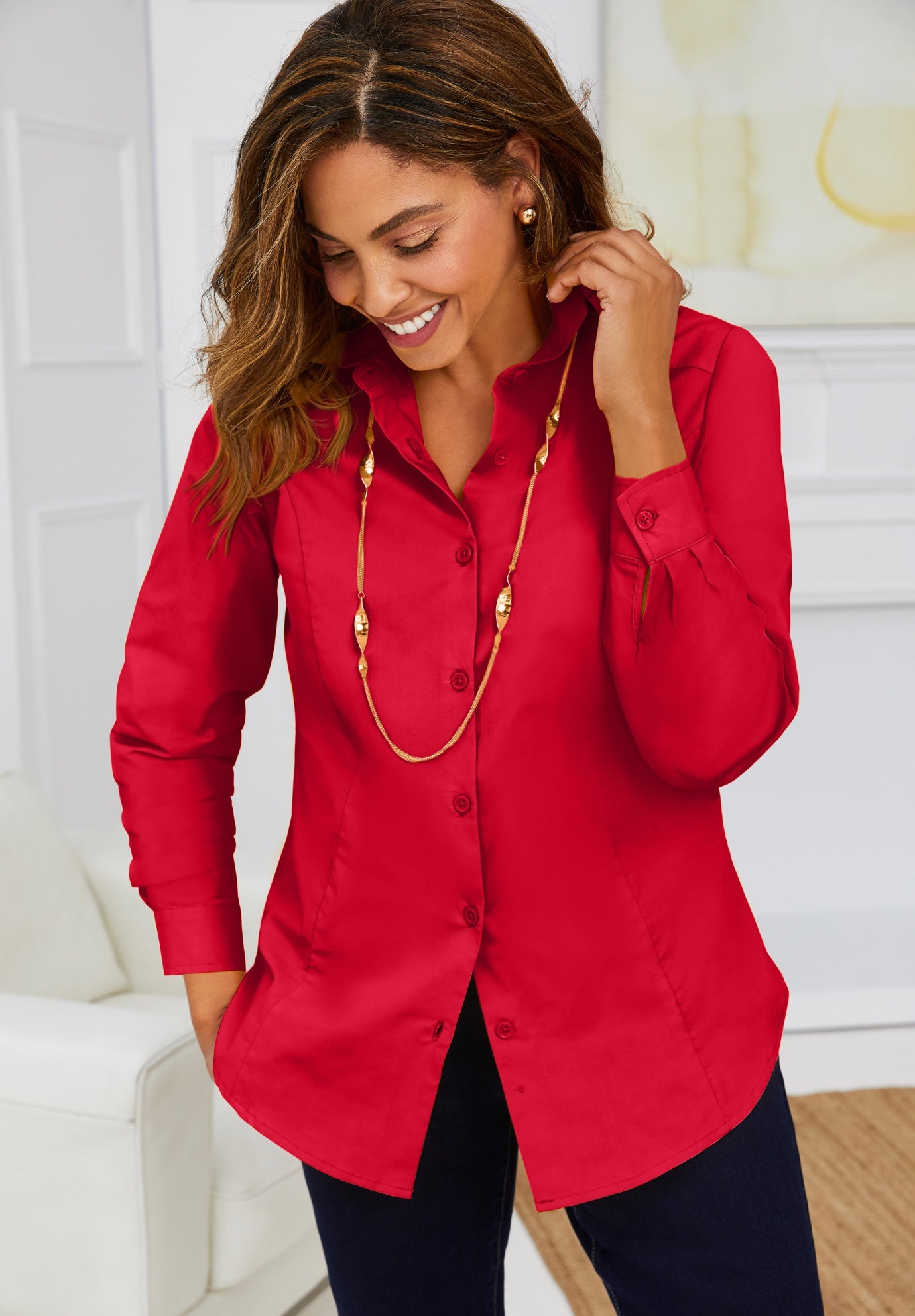 Wrinkle-Free Stretch Poplin Shirt image number 0