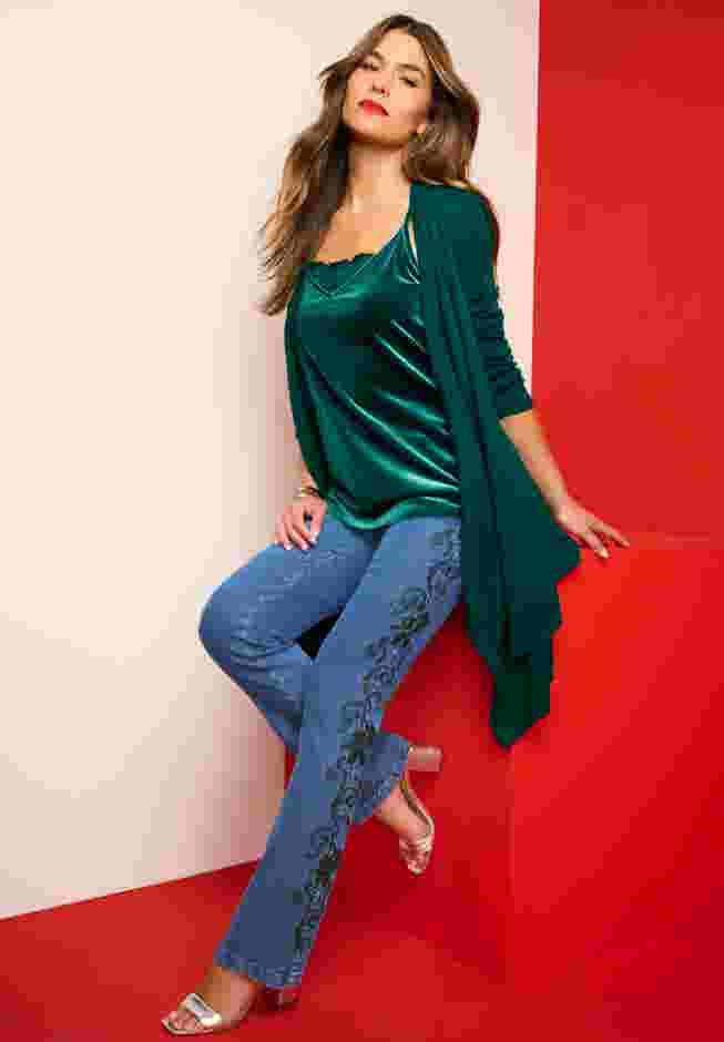 Plus Size Lightweight Handkerchief Hem Cardigan Sweater image number 1
