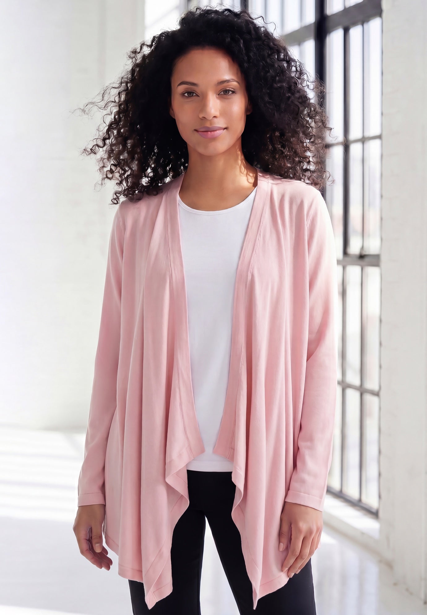 Plus Size Lightweight Handkerchief Hem Cardigan Sweater image number 0
