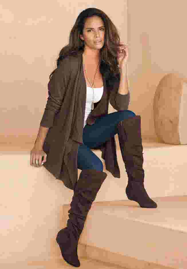 Plus Size Lightweight Handkerchief Hem Cardigan Sweater image number 1