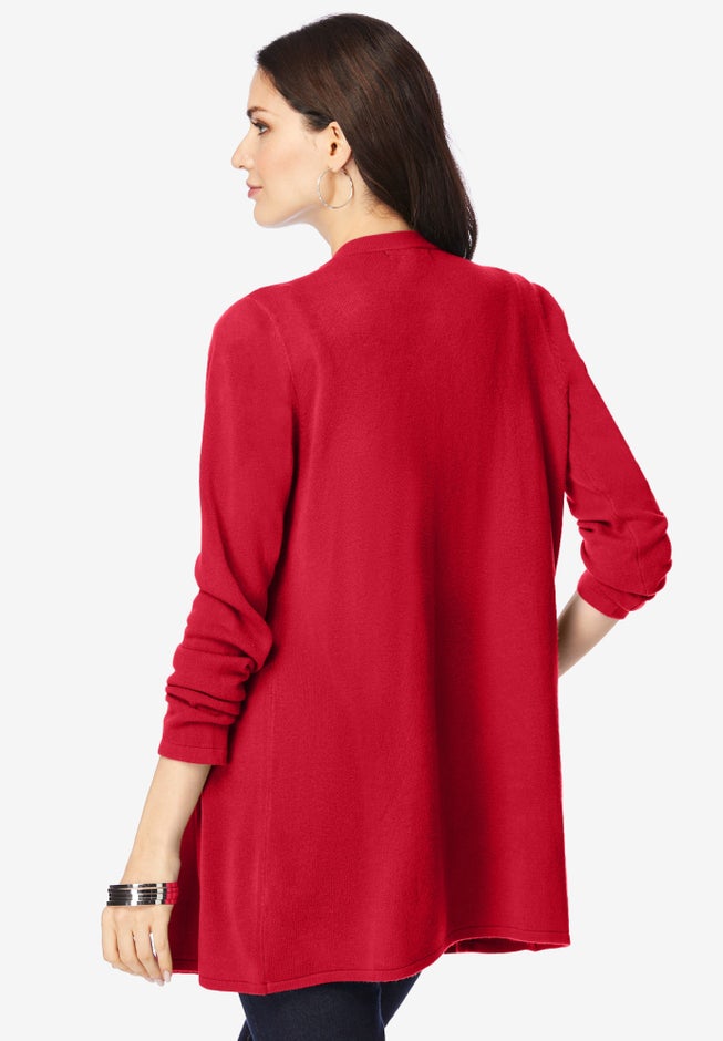 Plus Size Lightweight Handkerchief Hem Cardigan Sweater image number 2