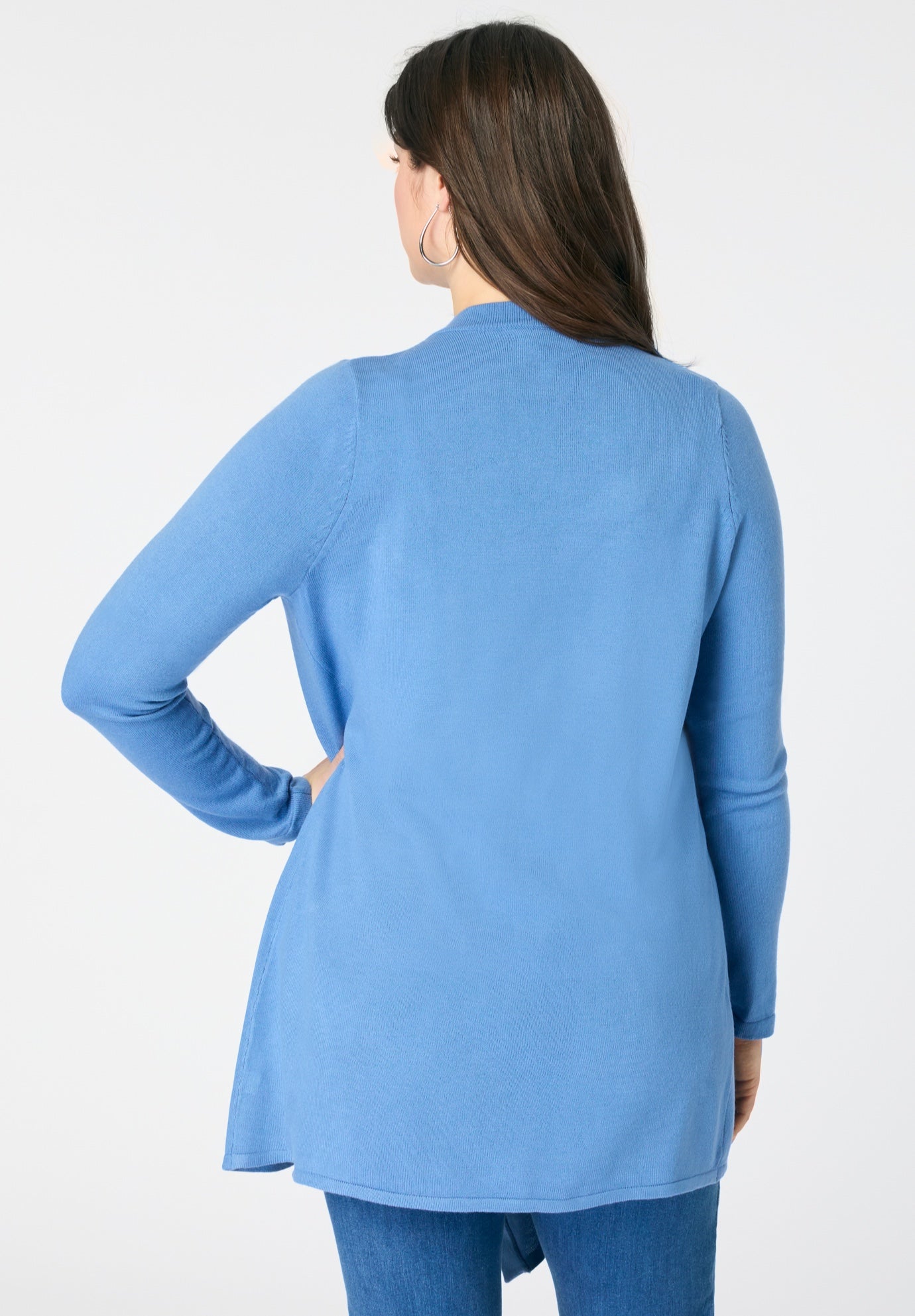 Plus Size Lightweight Handkerchief Hem Cardigan Sweater image number 1