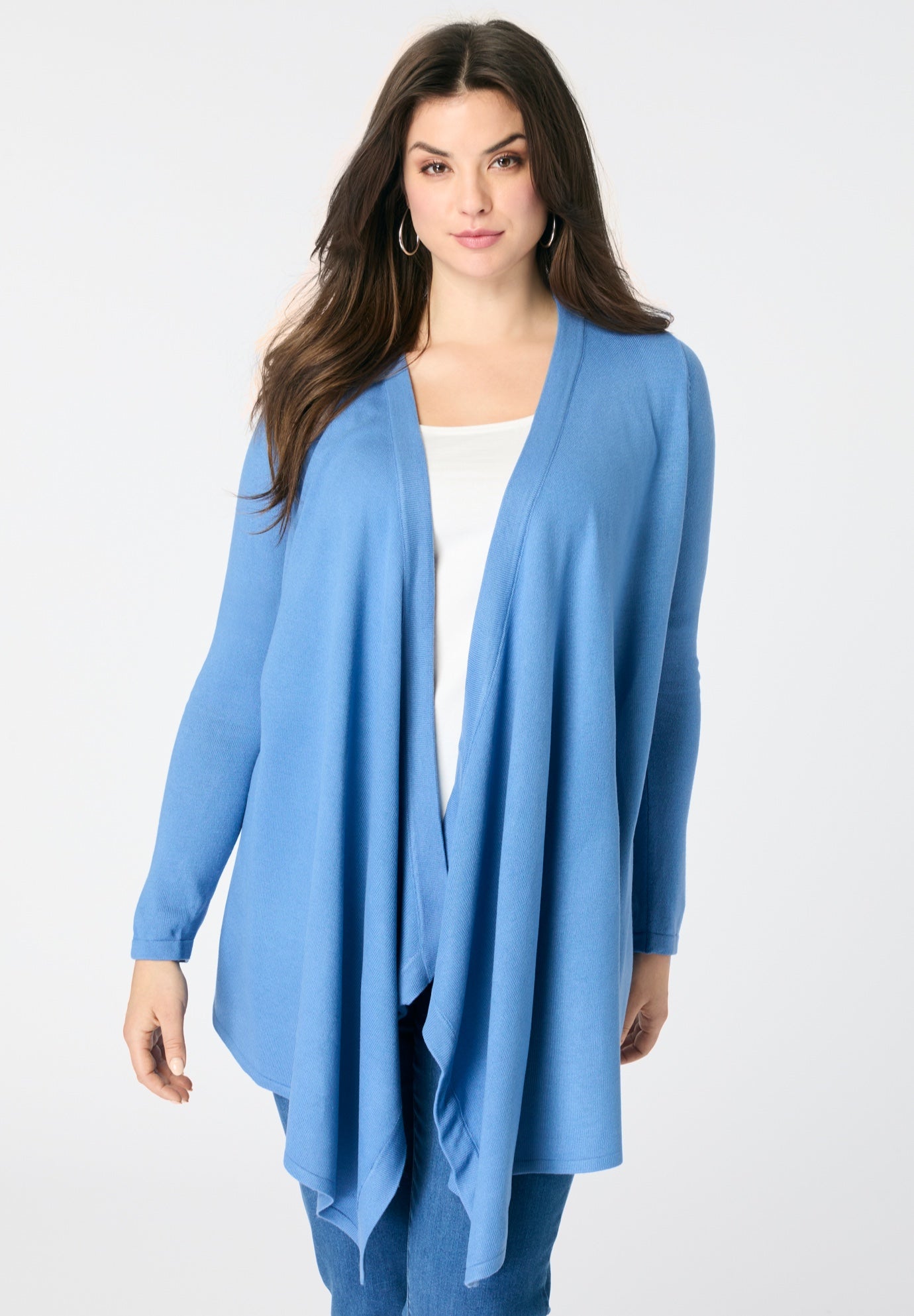Plus Size Lightweight Handkerchief Hem Cardigan Sweater image number 0
