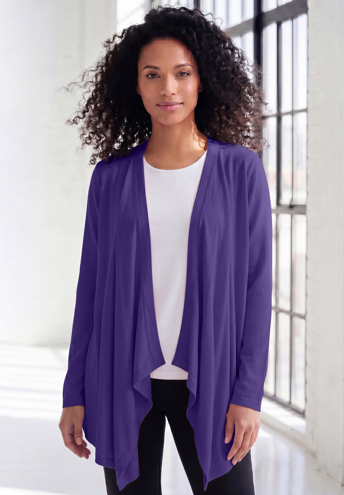Plus Size Lightweight Handkerchief Hem Cardigan Sweater image number 0