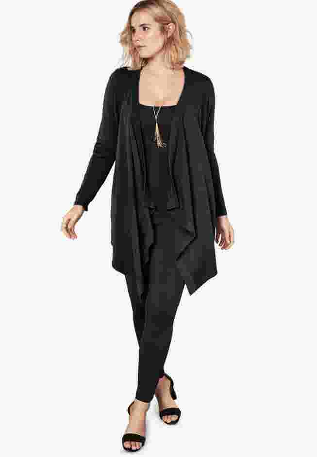 Plus Size Lightweight Handkerchief Hem Cardigan Sweater image number 0