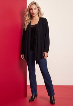 Plus Size Lightweight Handkerchief Hem Cardigan Sweater