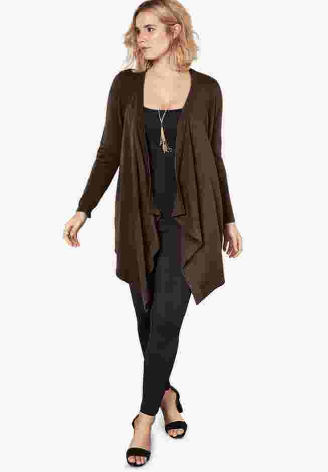 Plus Size Lightweight Handkerchief Hem Cardigan Sweater image number 0
