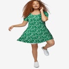 Short Sleeve A-Line Knit Dress image number null