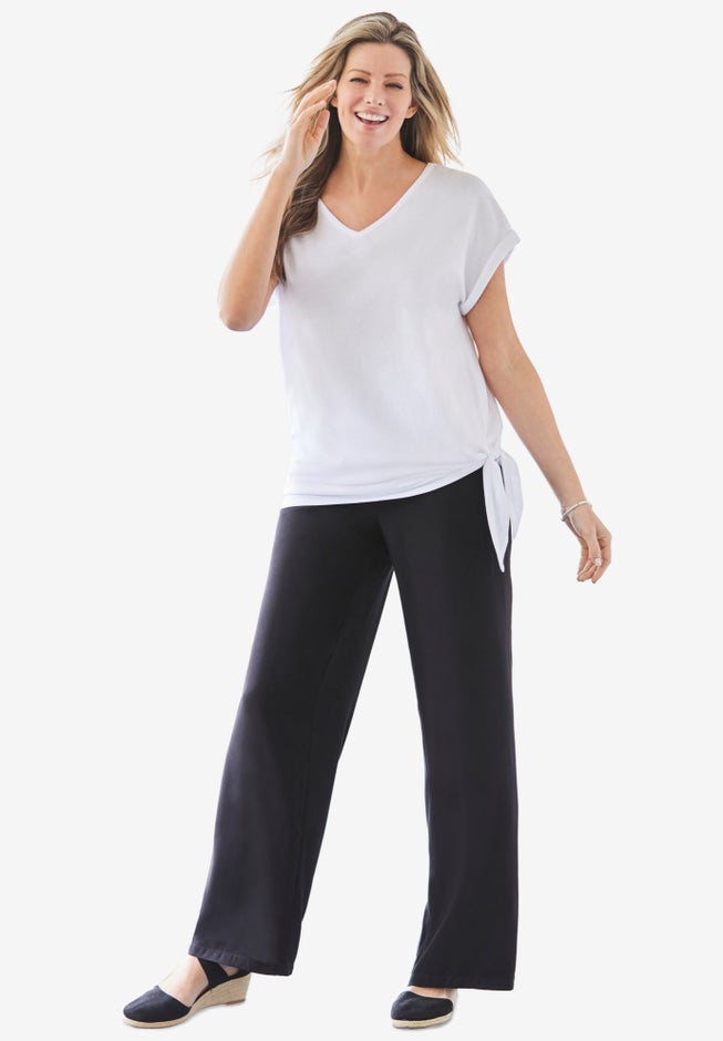 Pull-On Elastic Waist Soft Pants image number 3
