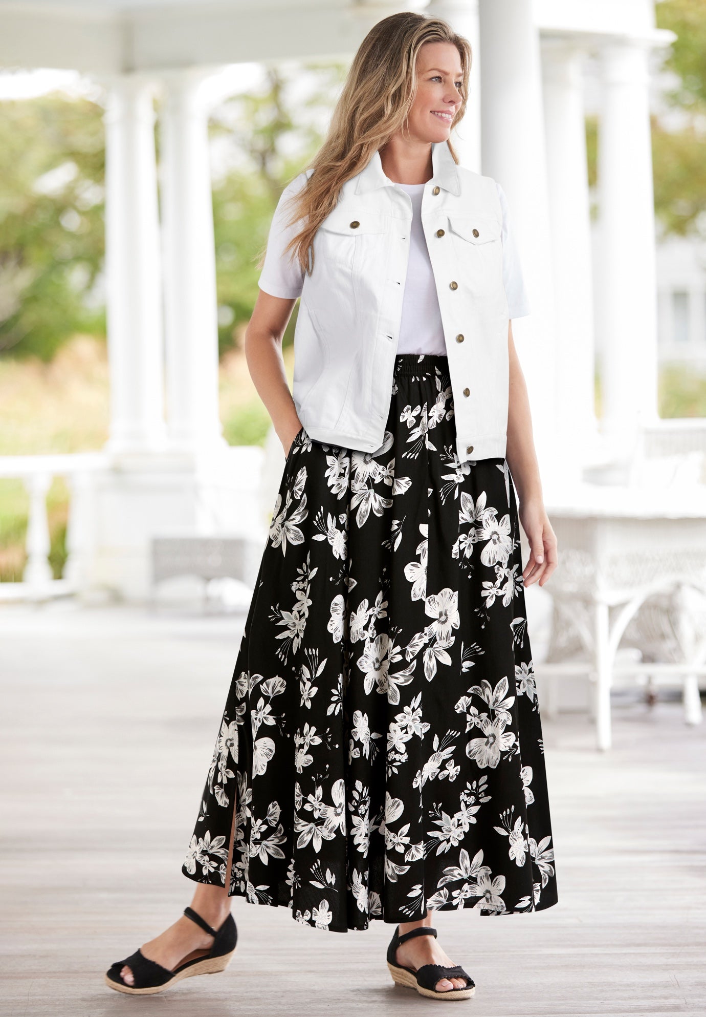 Pull-On Elastic Waist Soft Maxi Skirt image number 2
