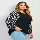 Mix Media Heart Sleeve Top image number null