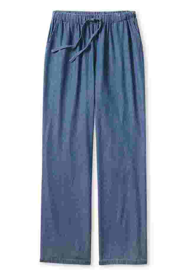 Womens Plus-Size Wide-Leg Drawstring Denim Pants image number 1