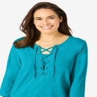 Lace-Up Three-Quarter Sleeve Tee image number null