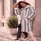 Plus Size Hooded Faux Fur Coat image number 1