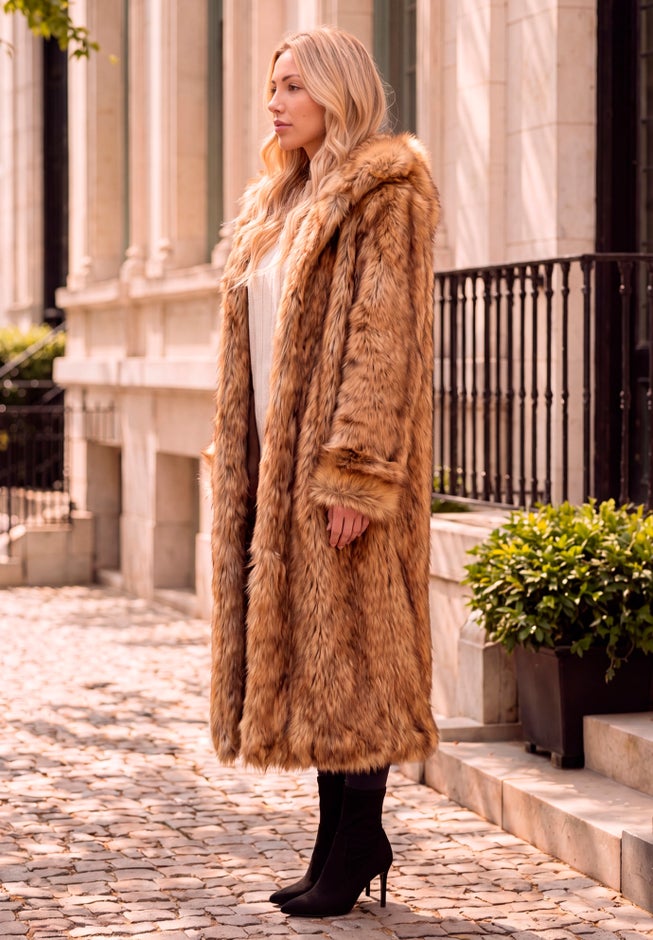 Plus Size Hooded Faux Fur Coat image number 2