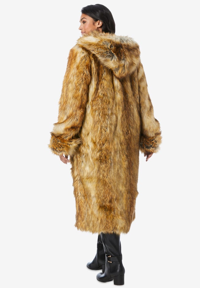 Plus Size Hooded Faux Fur Coat image number 2