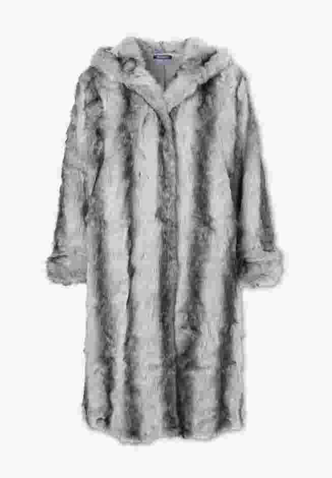 Hooded Long Faux Fur Coat image number 6