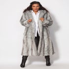 Plus Size Hooded Faux Fur Coat image number null