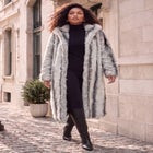 Plus Size Hooded Faux Fur Coat image number 0