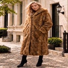 Plus Size Hooded Faux Fur Coat image number 1