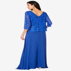 Plus Size Sparkle Lace Popover A-Line Gown with 3/4 Sleeves image number null