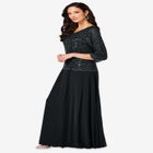 Plus Size Sparkle Lace Popover A-Line Gown with 3/4 Sleeves image number null