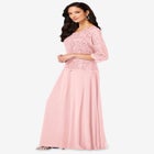 Plus Size Sparkle Lace Popover A-Line Gown with 3/4 Sleeves image number null