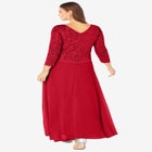 Plus Size Sparkle Lace Popover A-Line Gown with 3/4 Sleeves image number null