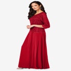 Plus Size Sparkle Lace Popover A-Line Gown with 3/4 Sleeves image number null