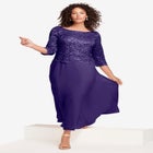 Plus Size Sparkle Lace Popover A-Line Gown with 3/4 Sleeves image number null