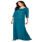Plus Size Sparkle Lace Popover A-Line Gown with 3/4 Sleeves image number null