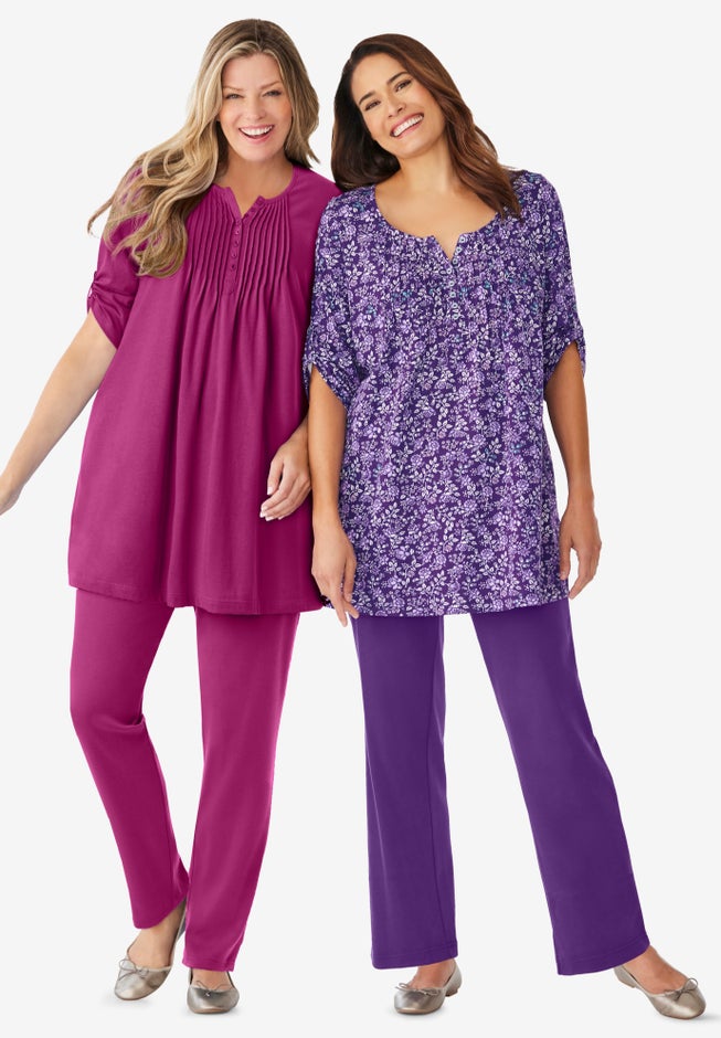 7-Day Three-Quarter Sleeve Pintucked Henley Tunic image number 6