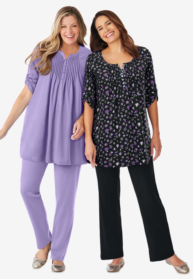 7-Day Three-Quarter Sleeve Pintucked Henley Tunic image number 7