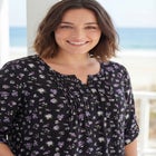 7-Day Three-Quarter Sleeve Pintucked Henley Tunic image number null